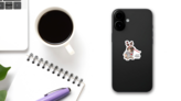  Pug Dog In A Striped Cardigan Sticker on a Phone (New) example
