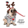 Pug Dog In A Striped Cardigan Sticker