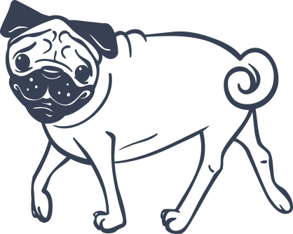 Pug Dog Walking Sticker