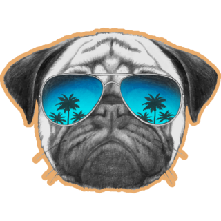 Pug Dog With Mirror Sunglasses Sticker