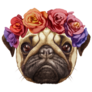 Pug Flower Crown Sticker