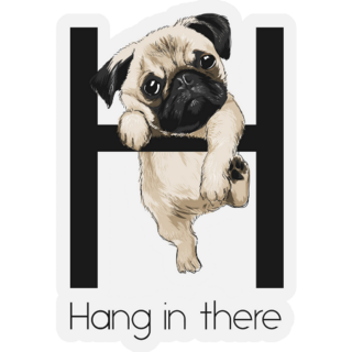 Pug Hang In There Sticker