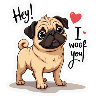 Pug Hey I Woof You Sticker