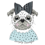 Pug Hipster Bow Sticker