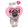 Pug In A Fun Pink Heart Sticker