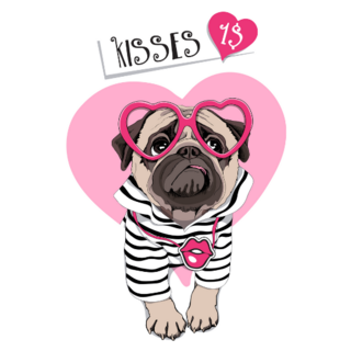 Pug In A Fun Pink Heart Sticker