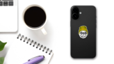 Pug In A Snow Hat Sticker on a Phone (New) example