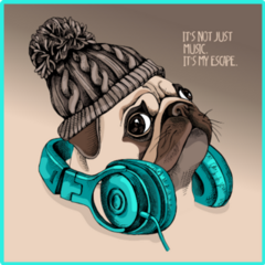 Pug In Knitted Hat Sticker