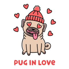 Pug In Love Sticker