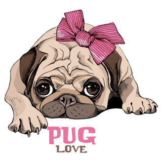 Pug Love Bow Sticker 