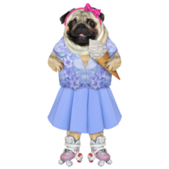 Pug Roller Skates Sticker