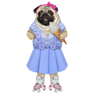 Pug Roller Skates Sticker