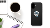 Pug Snorkeling Sticker on a Phone (New) example