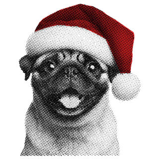 Pug Wearing A Santa Hat Smile Sticker