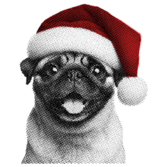 Pug Wearing A Santa Hat Smile Sticker