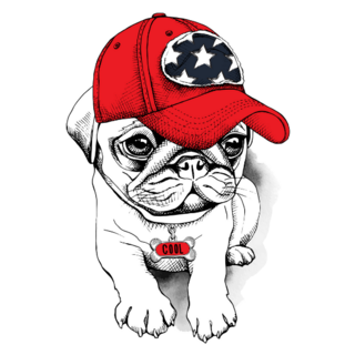 Pug With A Red Hat Sticker