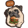 Pug With Burger Sticker