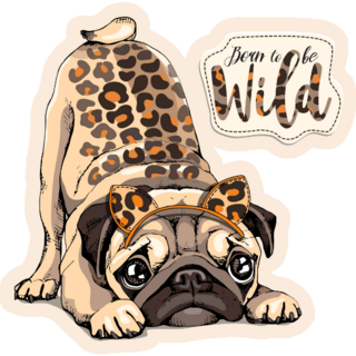 Pug With Leopard Skin Sticker
