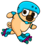 Pug With Rollerblades And Helmet Sticker