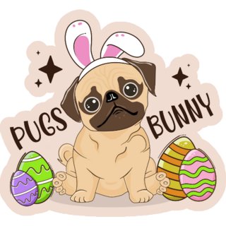 Pugs Bunny Easter Sticker