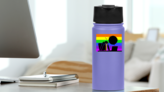 Puking Rainbows Meme Sticker on a Water Bottle (New) example