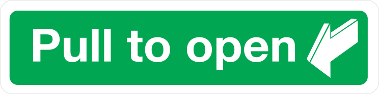 Pull To Open Sign Sticker