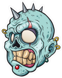 Punk Cartoon Zombie Head Sticker