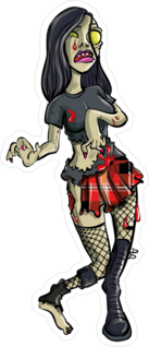 Punk Girl Zombie Sticker