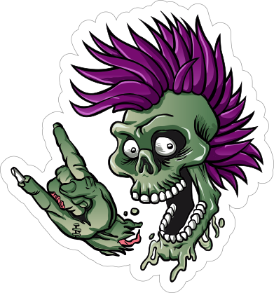 Punk Rock Cartoon Skull Sticker