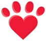 Puppy Love Heart Paw Print Sticker