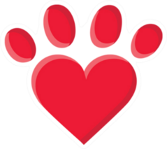 Puppy Love Heart Paw Print Sticker