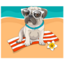 Puppy Pug On A Beach Sticker