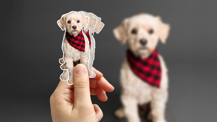 Puppy with Buffalo Check Bandana Sticker