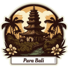 Pura Balinese Illustration Logo Sticker
