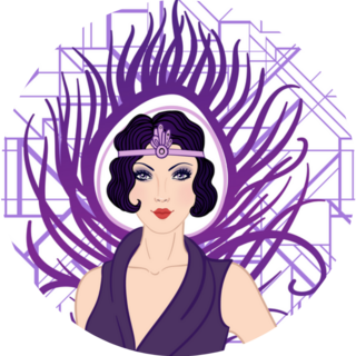 Purple 1920s Flapper Girl Illustration Sticker