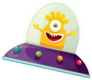 Purple Alien Spaceship Sticker