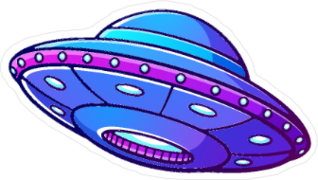 Purple Alien UFO Sticker