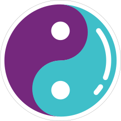 Purple and Blue Yin Yang Hippie Sticker