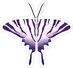 Purple and White Butterfly Sticker