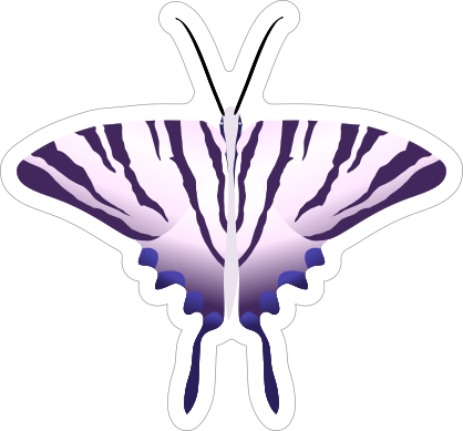 Purple and White Butterfly Sticker