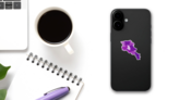 Purple Armenia Map Sticker on a Phone (New) example