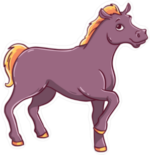 Purple Cartoon Horse Sticker