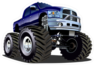 Purple Cartoon Monster Truck Sticker