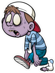 Purple Cartoon Zombie Kid Sticker