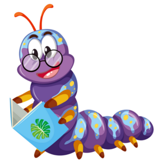 Purple Caterpillar Reading Book Illustration Sticker