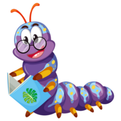 Purple Caterpillar Reading Book Illustration Sticker