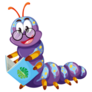 Purple Caterpillar Reading Book Illustration Sticker