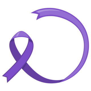 Purple Circular Alzheimers Ribbon Icon Sticker