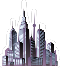 Purple City Comic Sticker