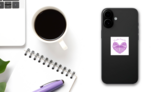 Purple Coquette Sticker on a Phone (New) example